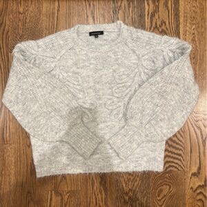 Strut & Bolt Heather Light Gray Cable Crewneck Sweater